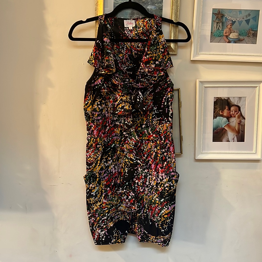Parker Floral Dress Ruffle Xs Euc
